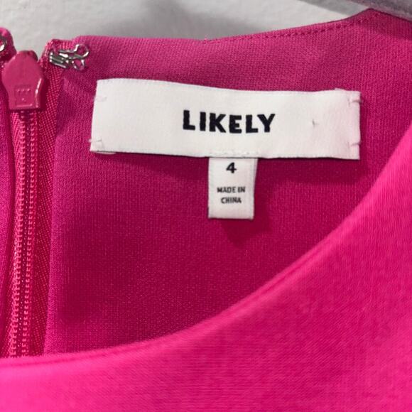 LIKELY Hot Pink Bodycon Short Sleeve Cocktail Sheath Dress - Size 4 - Picture 11 of 12